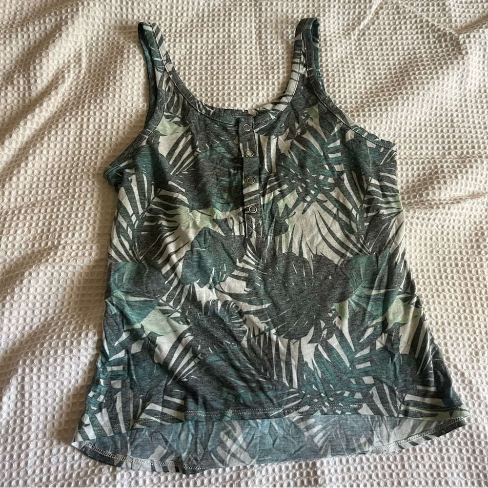 Chaser Tropical Green and Gray Tank Top
